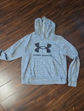 Under Armour Heather Gray Pullover Hoodie with Black Logo